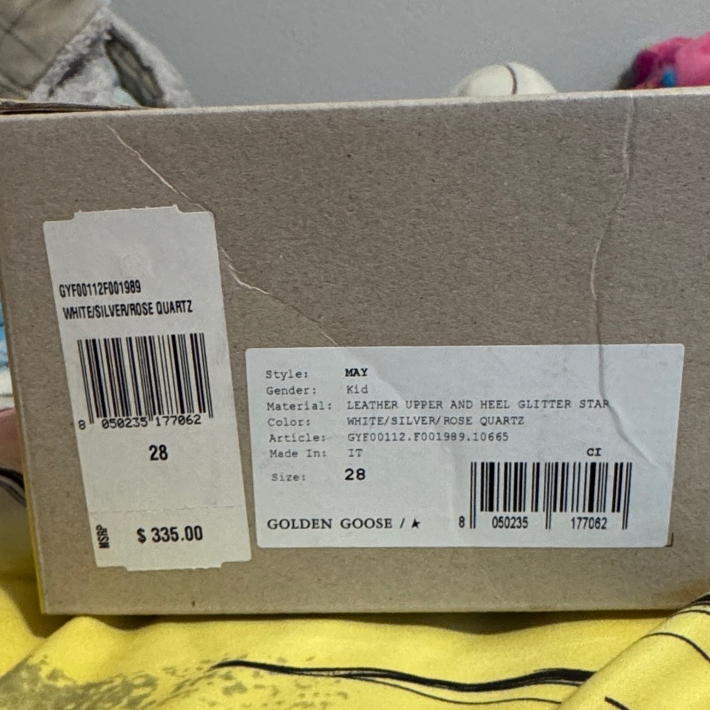 Golden Goose Kids White and Silver Sneakers